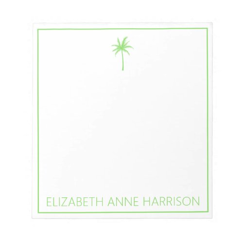 Green and White Palm Trees and Stripes Notepad