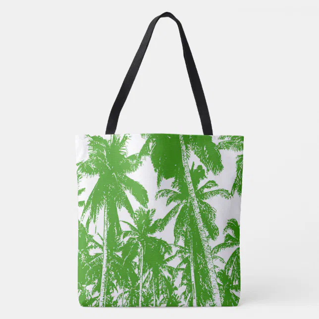 Green and White Palm Trees Design Tote Bag | Zazzle