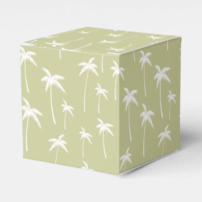 Green and White Palm Trees Favor Boxes (Front Side)