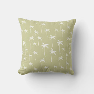 Green and White Palm Trees Throw Pillow