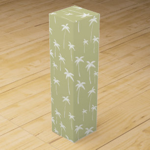 Green and White Palm Trees Wine Box