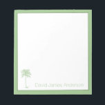 Green and White Palmetto Tree Personalized Notepad<br><div class="desc">This cute notepad features a classic palmetto palm tree in green on white.  Personalize with your choice of name or special text in matching green.</div>