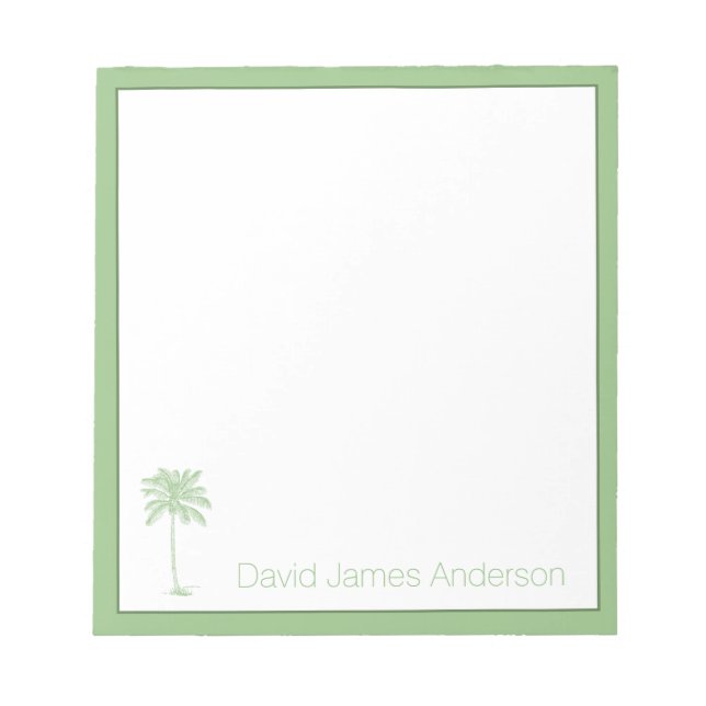 Green and White Palmetto Tree Personalized Notepad (Front)