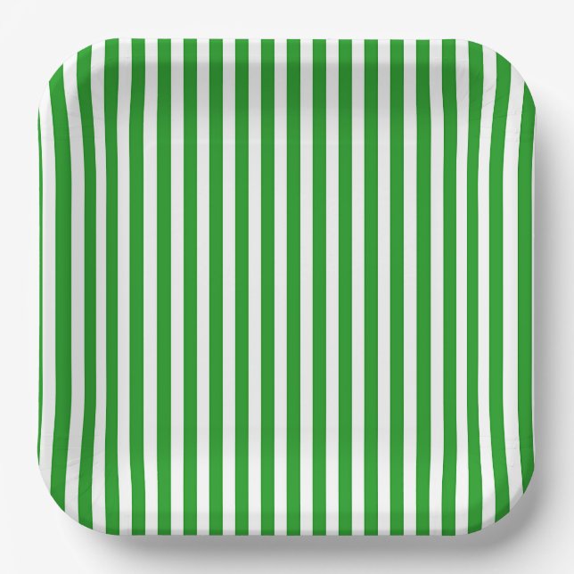 Green And White  Paper Plates (Front)