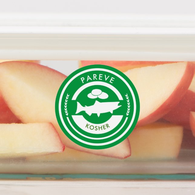 Green and White Pareve Label Kosher Fish (Affixed)