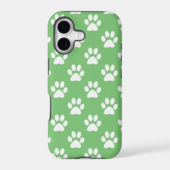 Green and white paws pattern iphone case (Back)