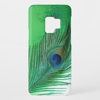 Green And White Peacock Feather Still Life Case-mate Samsung Galaxy S9 Case by Peacocks at Zazzle