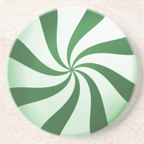 Green and White Peppermint Candy Coaster