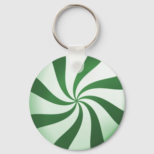 Green and White Peppermint Candy Keychain