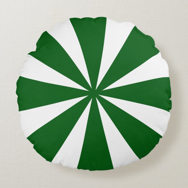 Green and White Peppermint Candy. Round Pillow (Front)