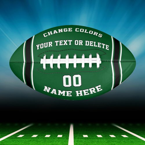 Green and White Personalized Footballs Your Color Football