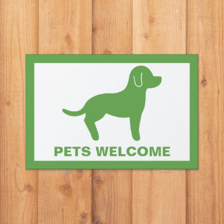 Green And White Pets Welcome Yard Sign