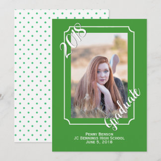 Green and White Photo Graduation Annoucement Invitation