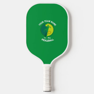 Green and White Pickleball Club Team Player Custom Carbon Fiber Pickleball Paddle
