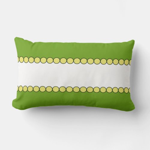 Green and White Pillow with Yellow Bead Border