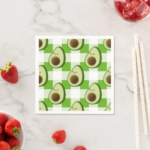 Green and White Plaid Avocado Tartan Pattern Napkins