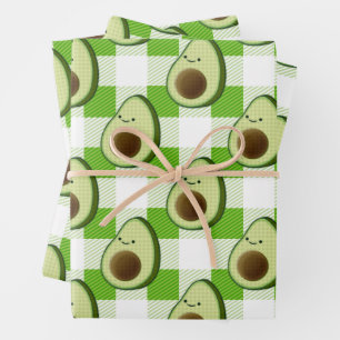 Green and White Plaid Avocado Tartan Pattern Wrapping Paper Sheets