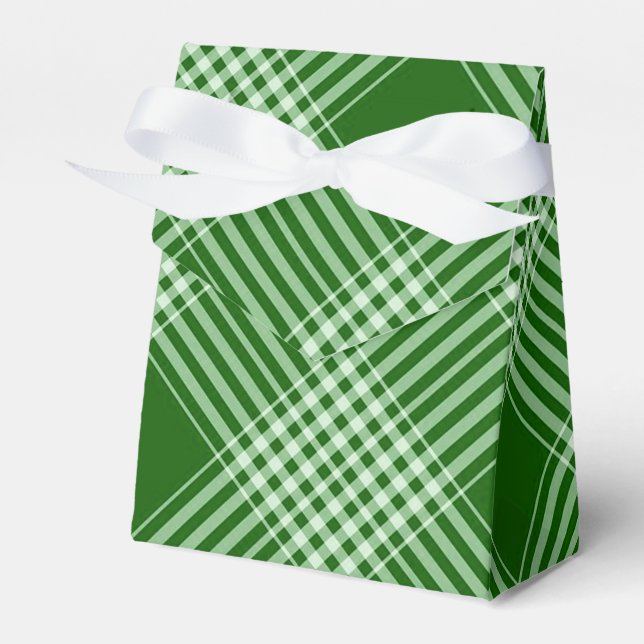 Green And White Plaid Favor Boxes (Front Side)