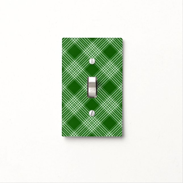 Green And White Plaid Light Switch Cover (In Situ)