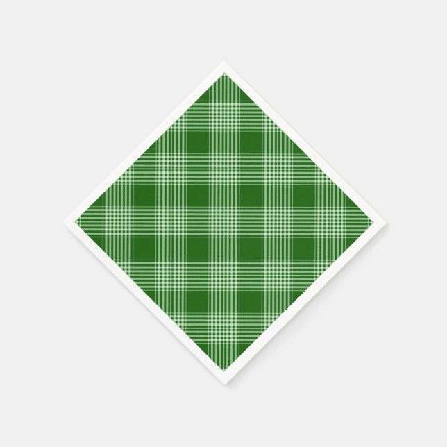 Green And White Plaid Paper Napkins (Corner)