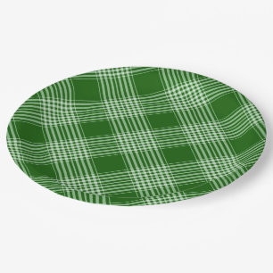 Green And White Plaid Paper Plates