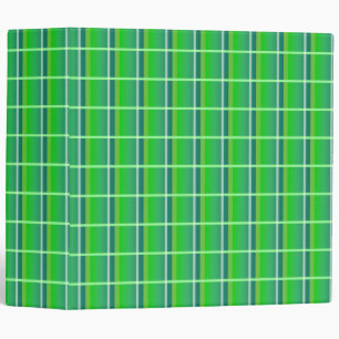 Green and White Plaid Pattern 3 Ring Binder