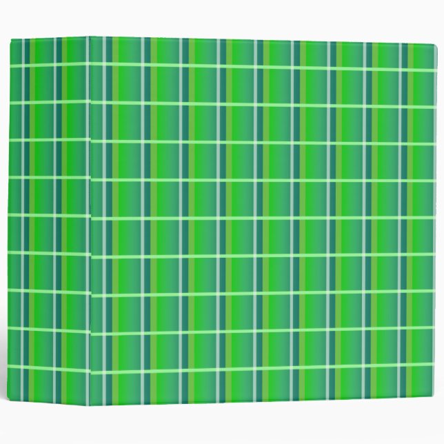 Green and White Plaid Pattern 3 Ring Binder (Front/Spine)