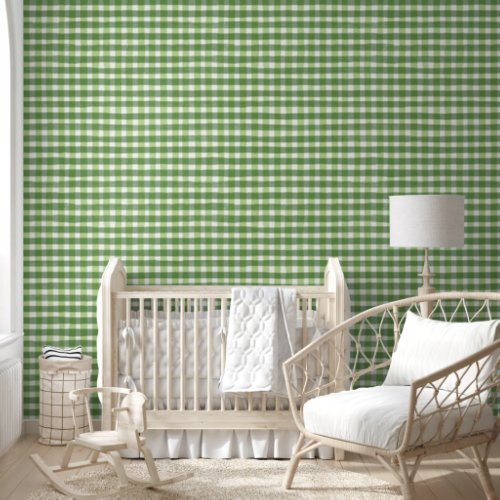 Green and White Plaid Watercolor Modern Wallpaper
