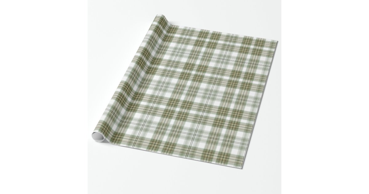 Green & White Large Plaid Wrapping Paper