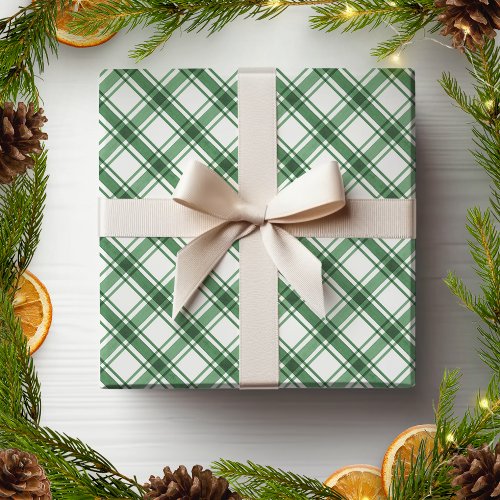 Green and White Plaid Wrapping Paper