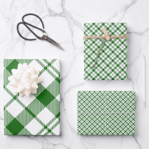 Green and White Plaid Wrapping Paper Sheets