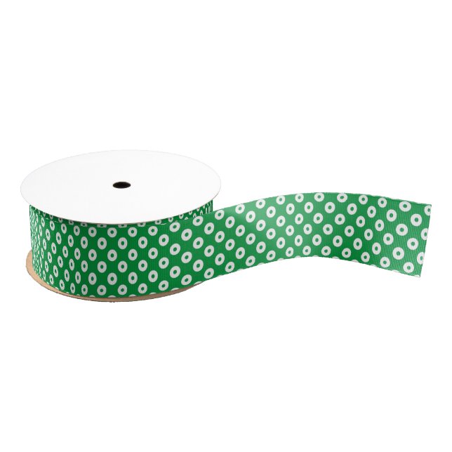 Green and White Playful Polka Dots Grosgrain Ribbon (Spool)