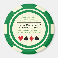 Green and White Poker Chip Casino Save The Date