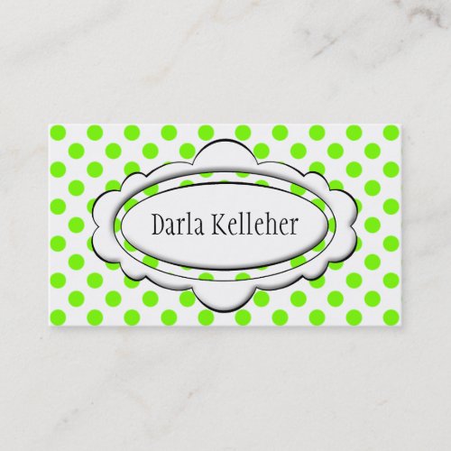 Green and White Polka Dot Business Cards