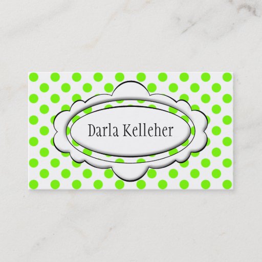 Customizable Green and White Polka Dot Business Cards
