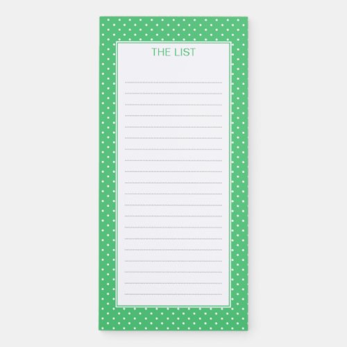 Green and White Polka Dot Magnetic Notepad