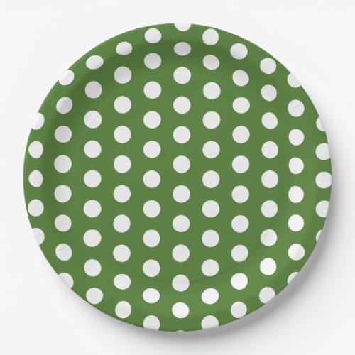 Green and White Polka Dot Party  Paper Plates