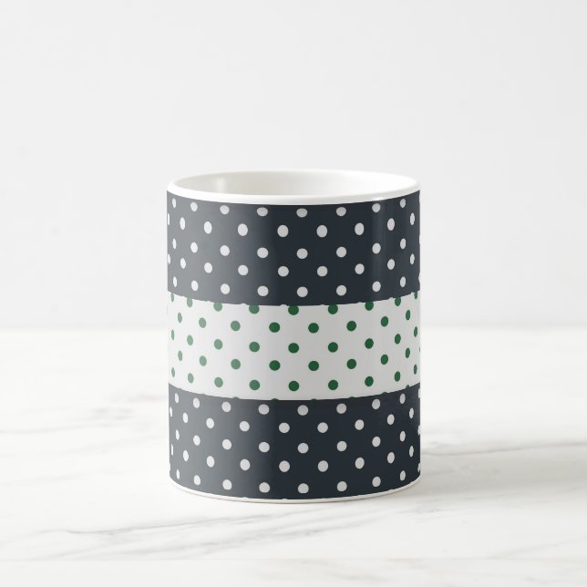 Green and white polka dot  pattern mug (Center)