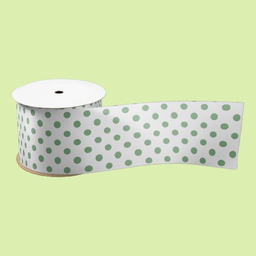 Green and White Polka Dot Pattern  Satin Ribbon