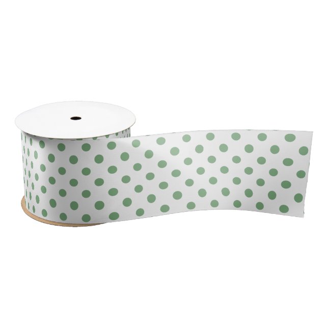 Green and White Polka Dot Pattern  Satin Ribbon (Spool)