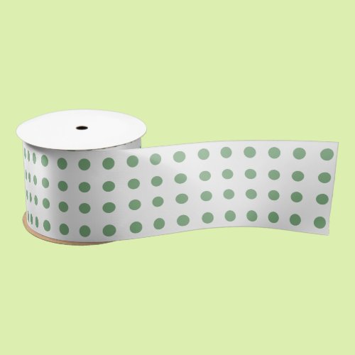 Green and White Polka Dot Pattern  Satin Ribbon