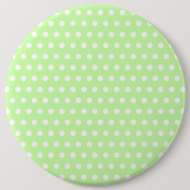 Green and White Polka Dot Pattern. Spotty. Pinback Button (Front)