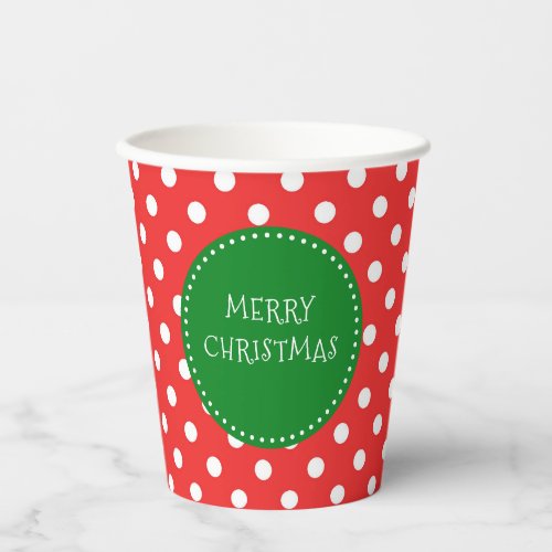 Green and white polka dot with red Christmas Paper Paper Cups