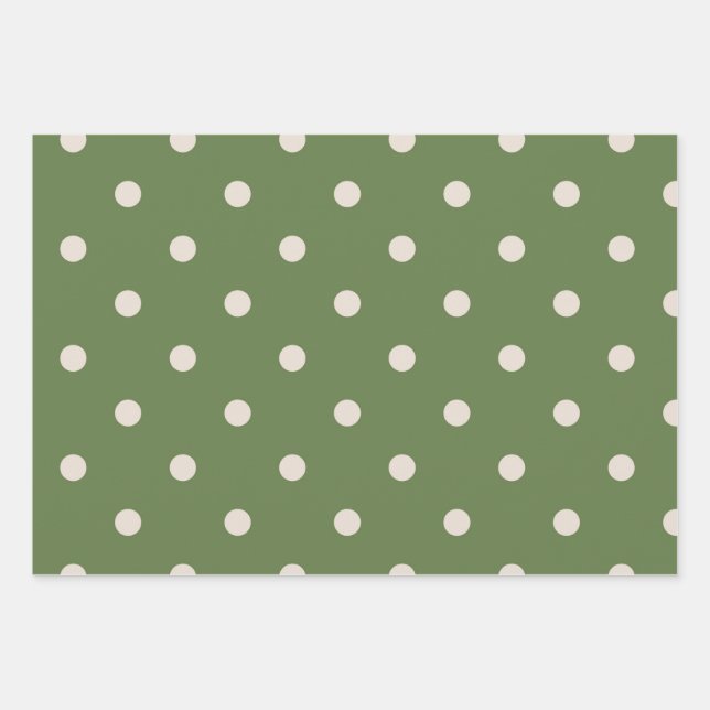 Green and white polka dot wrapping paper sheets (Front 3)