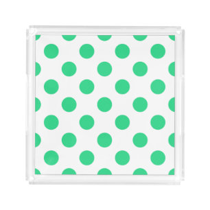 Green and white polka dots acrylic tray
