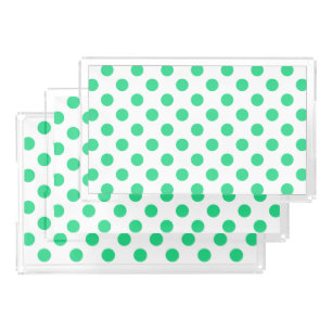 Green and white polka dots acrylic tray