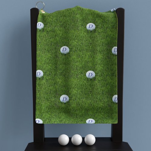 Green and White Polka Dots Ball Monogrammed Golf Towel