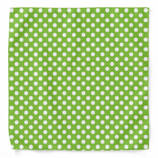 Green and White Polka Dots Bandana (Front)