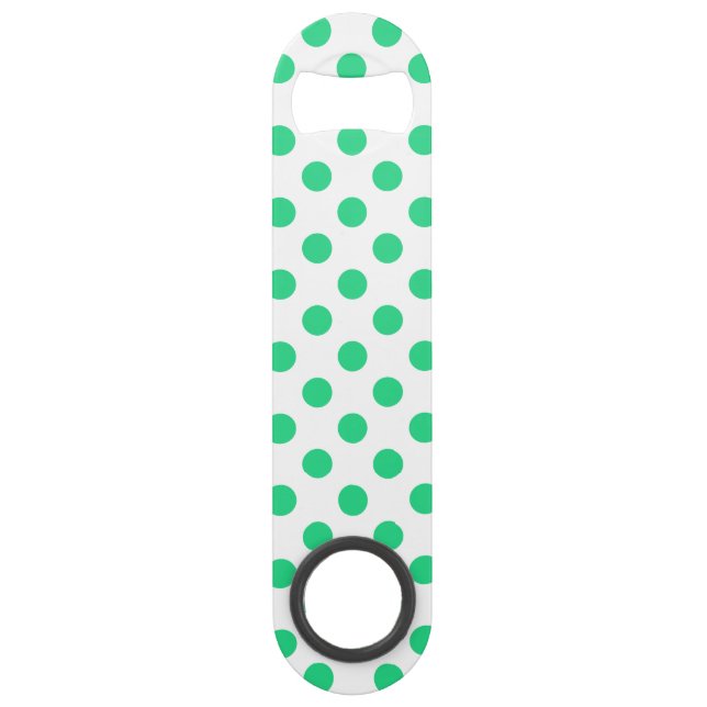Green and white polka dots bar key (Front)