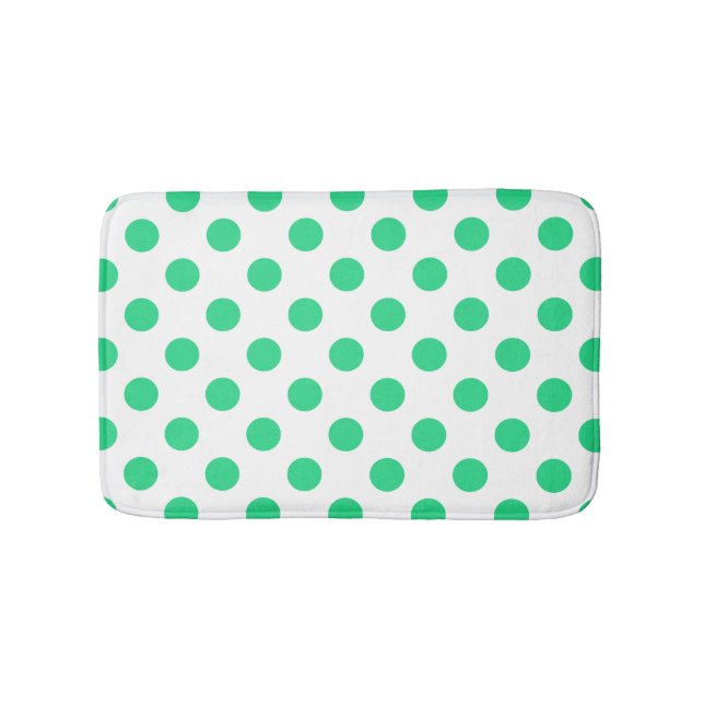 Green and white polka dots bath mat (Front)